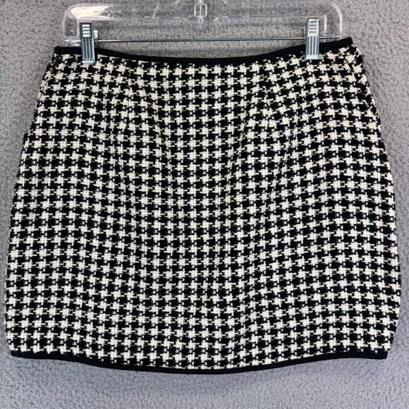 Y2k Houndstooth Mini Skirt Large Academia Preppy Twee Pockets Schoolgirl Lined - Picture 7 of 8